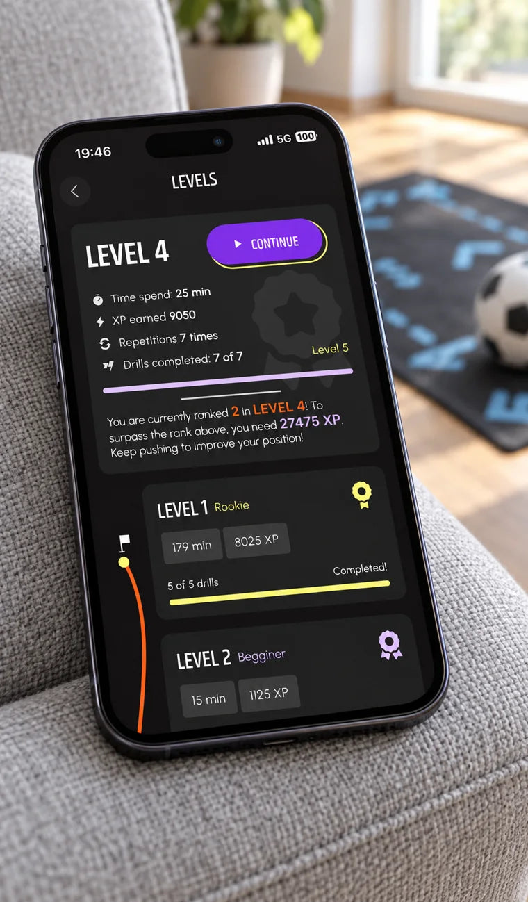 Mat4Skills levels and XP on a phone